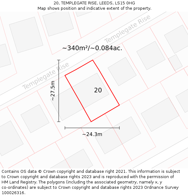 20, TEMPLEGATE RISE, LEEDS, LS15 0HG: Plot and title map