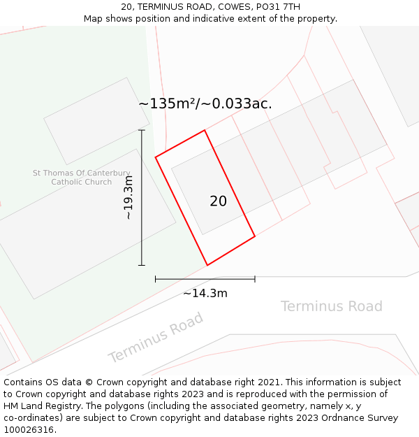 20, TERMINUS ROAD, COWES, PO31 7TH: Plot and title map