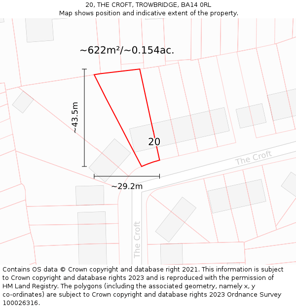20, THE CROFT, TROWBRIDGE, BA14 0RL: Plot and title map