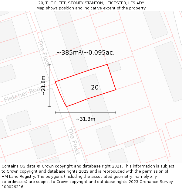 20, THE FLEET, STONEY STANTON, LEICESTER, LE9 4DY: Plot and title map