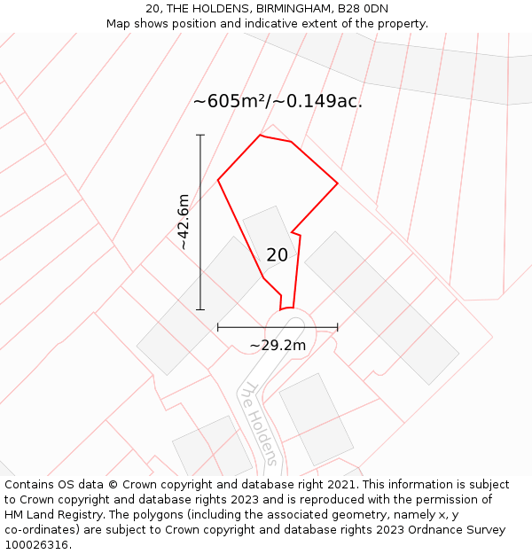 20, THE HOLDENS, BIRMINGHAM, B28 0DN: Plot and title map