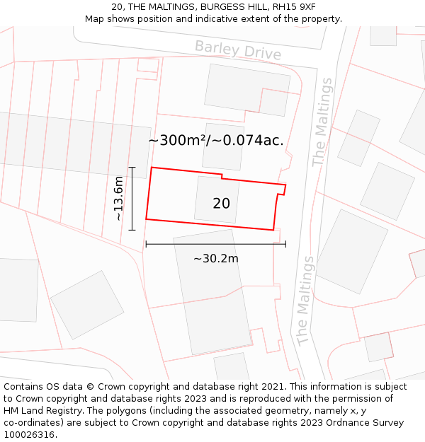 20, THE MALTINGS, BURGESS HILL, RH15 9XF: Plot and title map