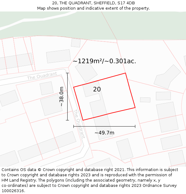 20, THE QUADRANT, SHEFFIELD, S17 4DB: Plot and title map