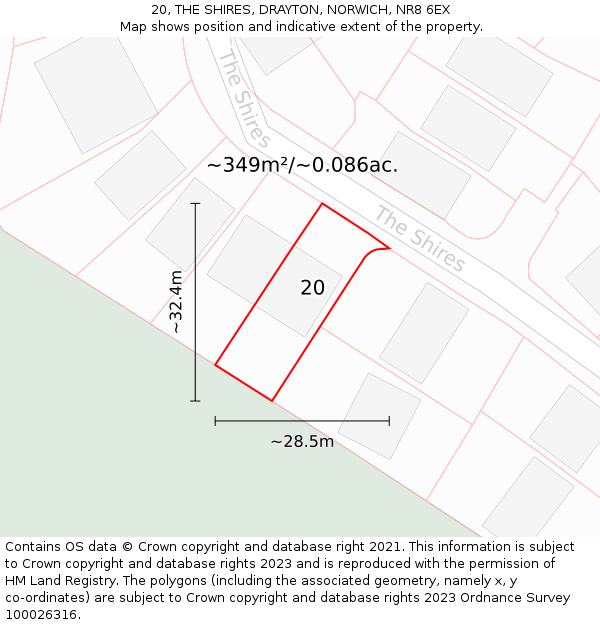 20, THE SHIRES, DRAYTON, NORWICH, NR8 6EX: Plot and title map