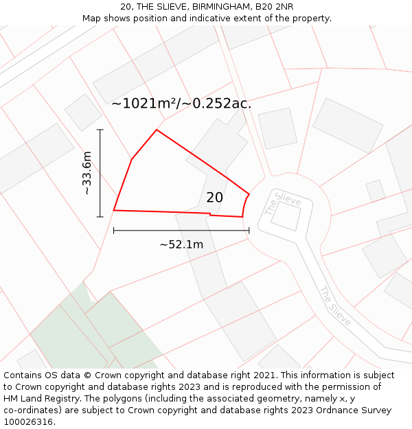 20, THE SLIEVE, BIRMINGHAM, B20 2NR: Plot and title map