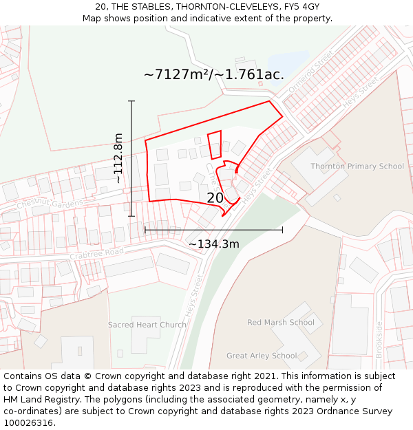 20, THE STABLES, THORNTON-CLEVELEYS, FY5 4GY: Plot and title map