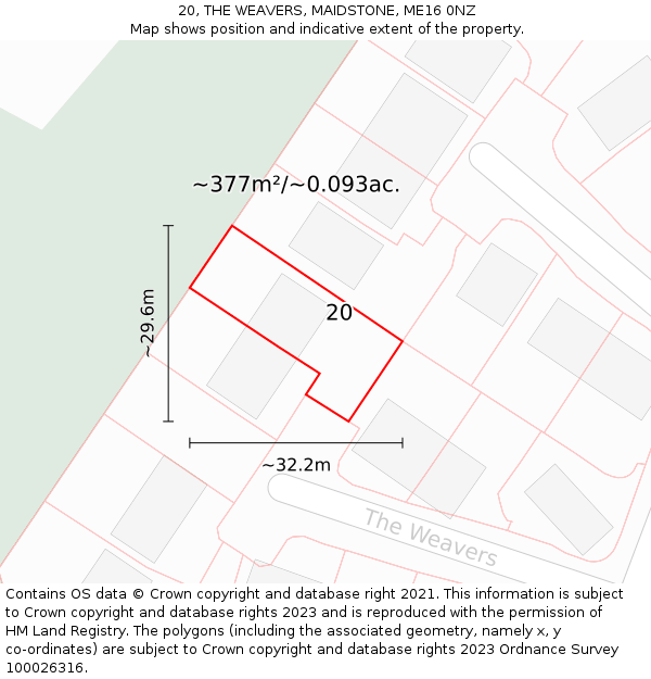 20, THE WEAVERS, MAIDSTONE, ME16 0NZ: Plot and title map