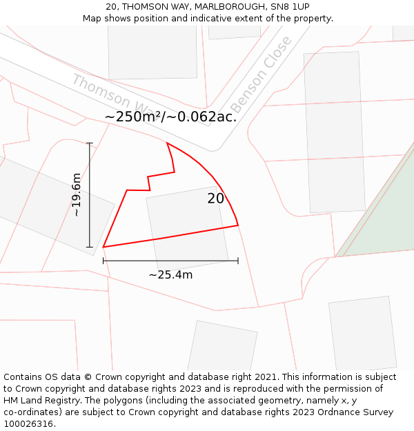 20, THOMSON WAY, MARLBOROUGH, SN8 1UP: Plot and title map