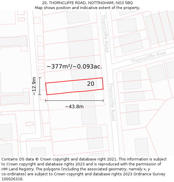 20, THORNCLIFFE ROAD, NOTTINGHAM, NG3 5BQ: Plot and title map