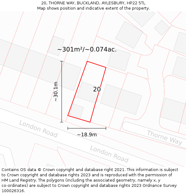 20, THORNE WAY, BUCKLAND, AYLESBURY, HP22 5TL: Plot and title map