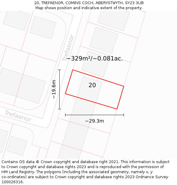 20, TREFAENOR, COMINS COCH, ABERYSTWYTH, SY23 3UB: Plot and title map