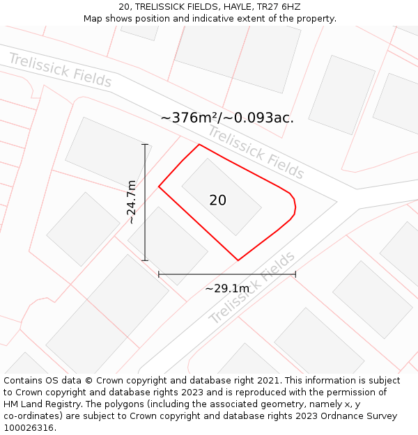 20, TRELISSICK FIELDS, HAYLE, TR27 6HZ: Plot and title map