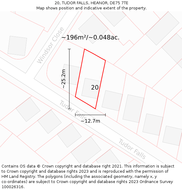 20, TUDOR FALLS, HEANOR, DE75 7TE: Plot and title map