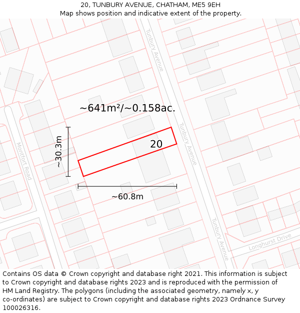 20, TUNBURY AVENUE, CHATHAM, ME5 9EH: Plot and title map