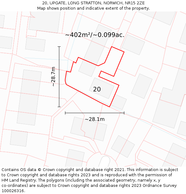 20, UPGATE, LONG STRATTON, NORWICH, NR15 2ZE: Plot and title map