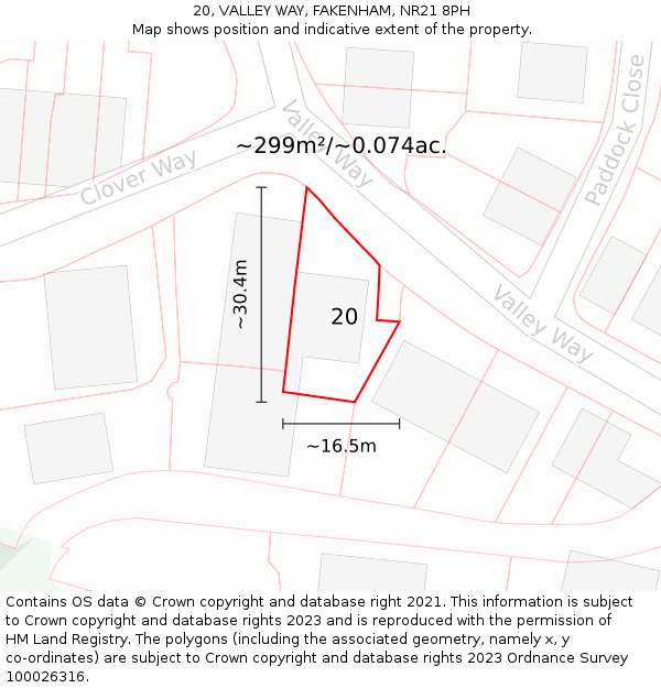 20, VALLEY WAY, FAKENHAM, NR21 8PH: Plot and title map