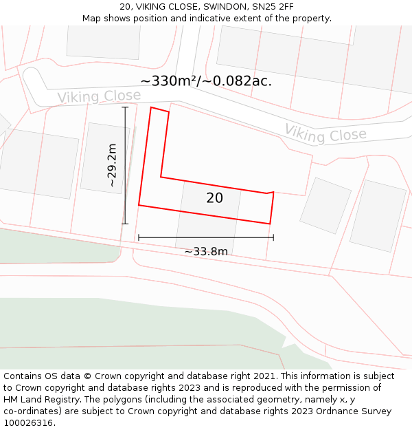 20, VIKING CLOSE, SWINDON, SN25 2FF: Plot and title map