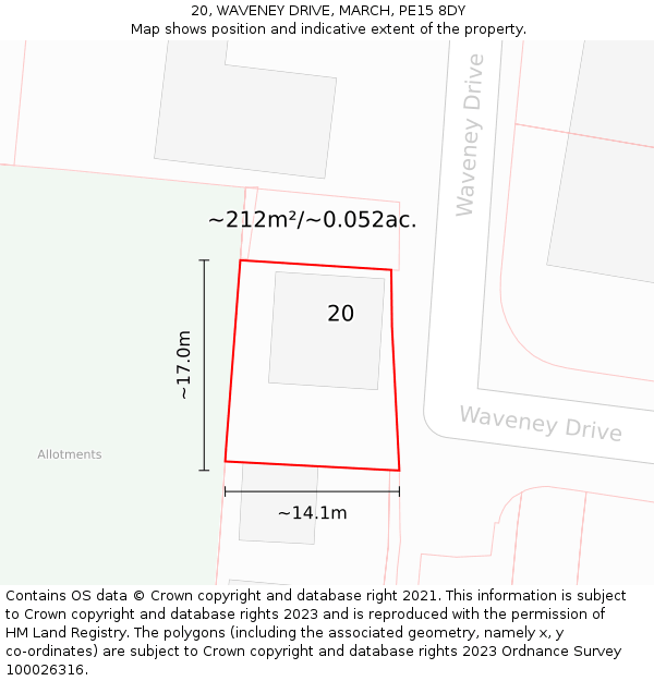 20, WAVENEY DRIVE, MARCH, PE15 8DY: Plot and title map