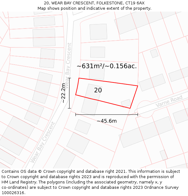20, WEAR BAY CRESCENT, FOLKESTONE, CT19 6AX: Plot and title map