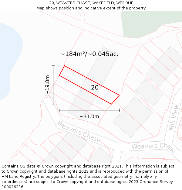 20, WEAVERS CHASE, WAKEFIELD, WF2 9UE: Plot and title map