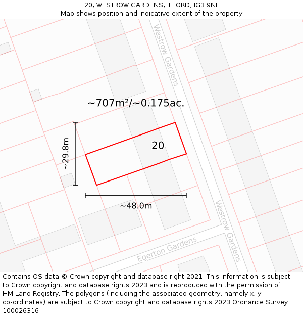 20, WESTROW GARDENS, ILFORD, IG3 9NE: Plot and title map