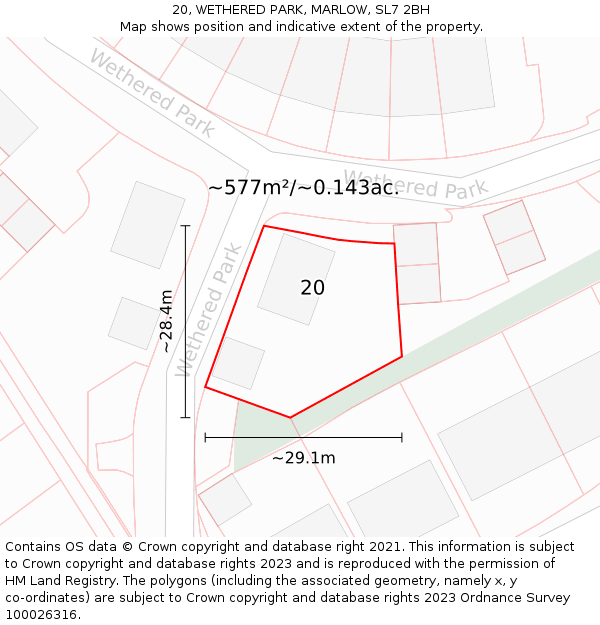 20, WETHERED PARK, MARLOW, SL7 2BH: Plot and title map