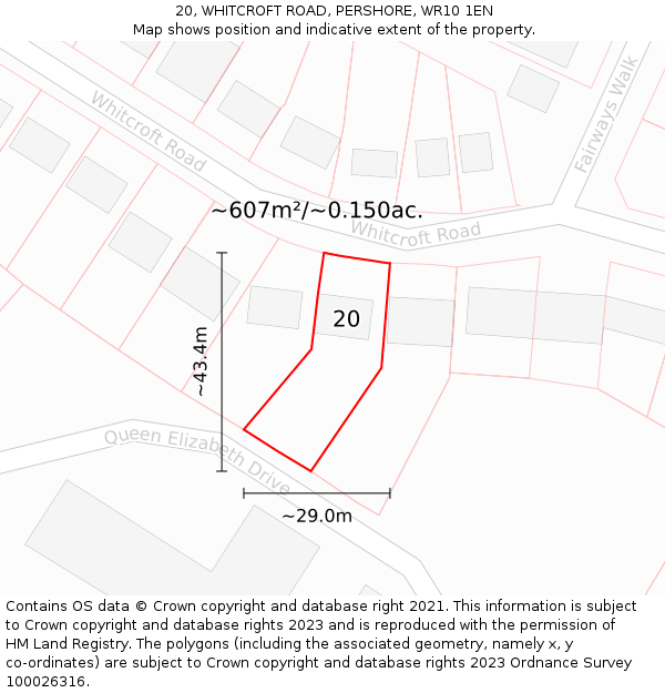 20, WHITCROFT ROAD, PERSHORE, WR10 1EN: Plot and title map