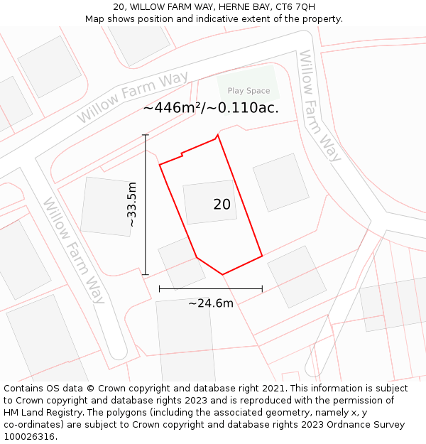 20, WILLOW FARM WAY, HERNE BAY, CT6 7QH: Plot and title map