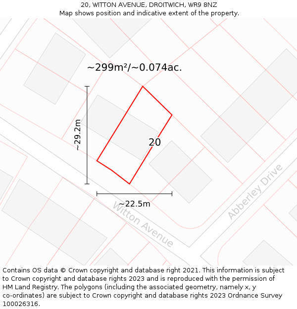 20, WITTON AVENUE, DROITWICH, WR9 8NZ: Plot and title map