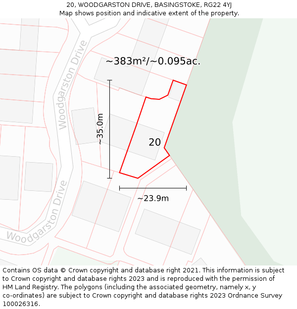 20, WOODGARSTON DRIVE, BASINGSTOKE, RG22 4YJ: Plot and title map