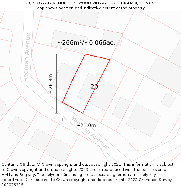 20, YEOMAN AVENUE, BESTWOOD VILLAGE, NOTTINGHAM, NG6 8XB: Plot and title map