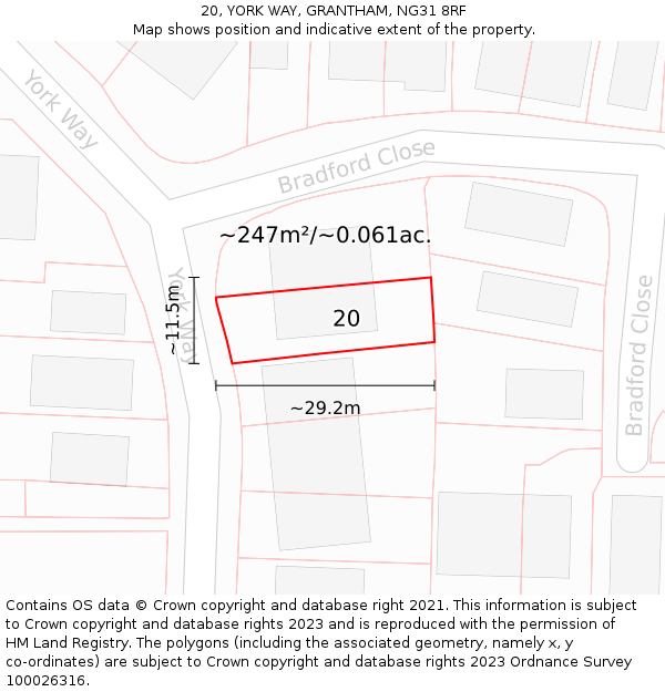 20, YORK WAY, GRANTHAM, NG31 8RF: Plot and title map