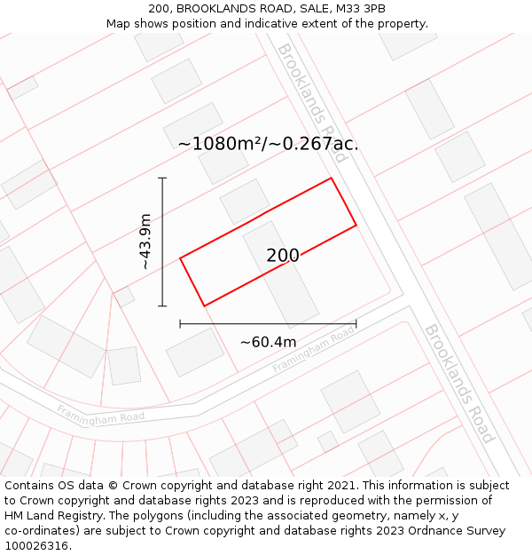 200, BROOKLANDS ROAD, SALE, M33 3PB: Plot and title map