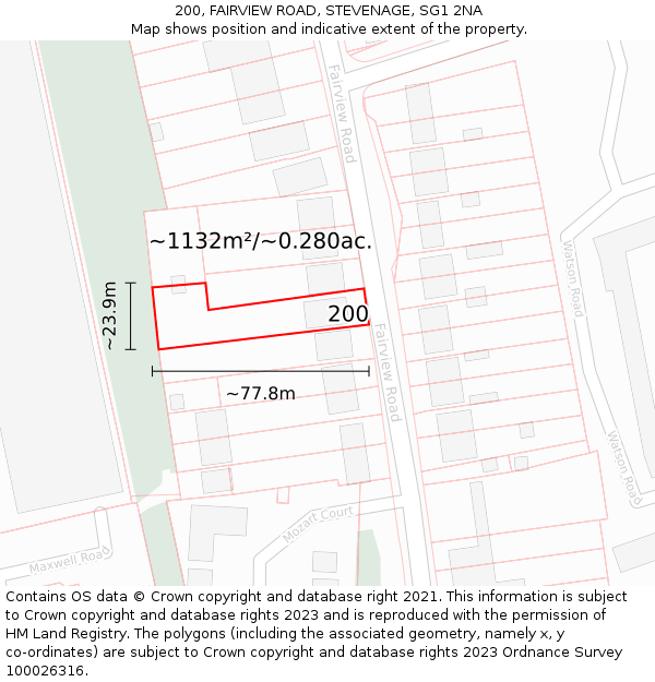 200, FAIRVIEW ROAD, STEVENAGE, SG1 2NA: Plot and title map