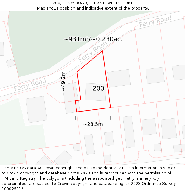 200, FERRY ROAD, FELIXSTOWE, IP11 9RT: Plot and title map