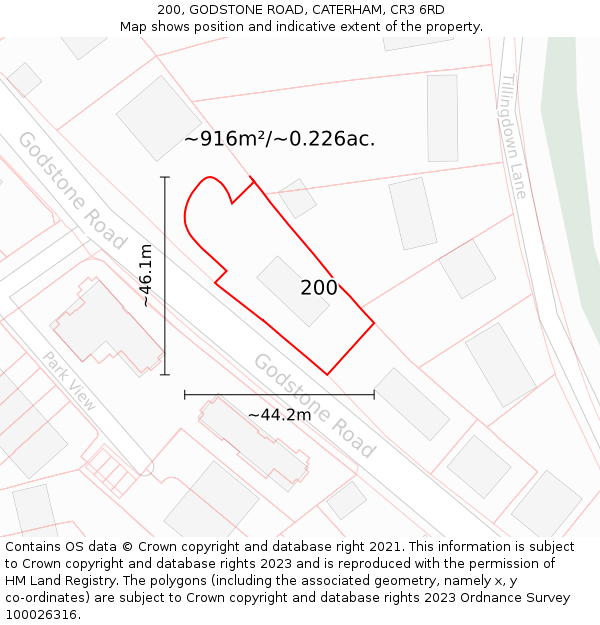 200, GODSTONE ROAD, CATERHAM, CR3 6RD: Plot and title map