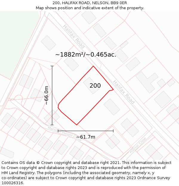 200, HALIFAX ROAD, NELSON, BB9 0ER: Plot and title map