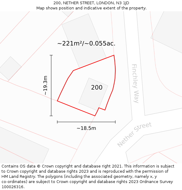 200, NETHER STREET, LONDON, N3 1JD: Plot and title map