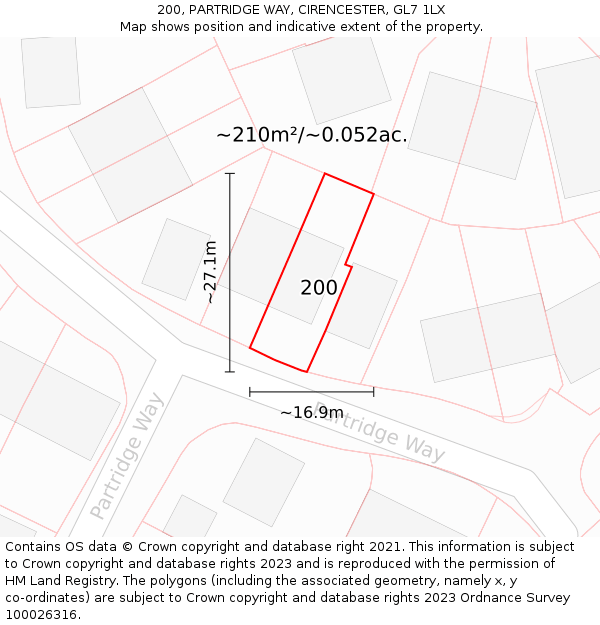 200, PARTRIDGE WAY, CIRENCESTER, GL7 1LX: Plot and title map