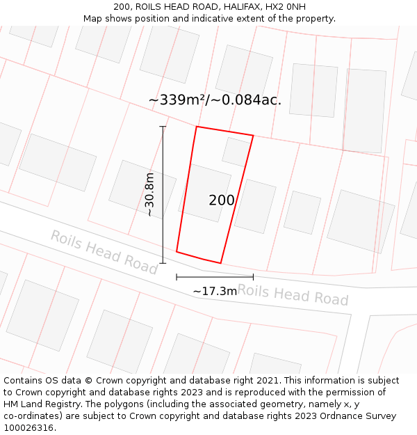 200, ROILS HEAD ROAD, HALIFAX, HX2 0NH: Plot and title map
