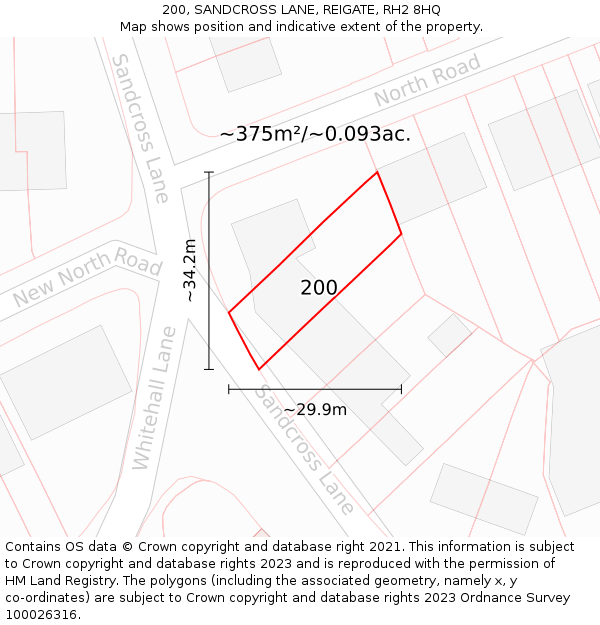 200, SANDCROSS LANE, REIGATE, RH2 8HQ: Plot and title map