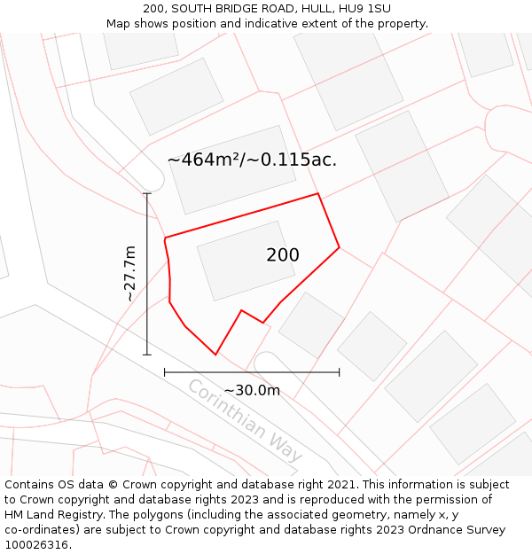 200, SOUTH BRIDGE ROAD, HULL, HU9 1SU: Plot and title map