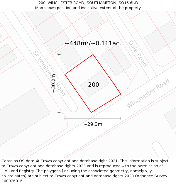 200, WINCHESTER ROAD, SOUTHAMPTON, SO16 6UD: Plot and title map