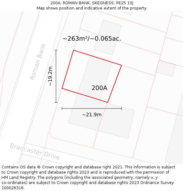 200A, ROMAN BANK, SKEGNESS, PE25 1SJ: Plot and title map