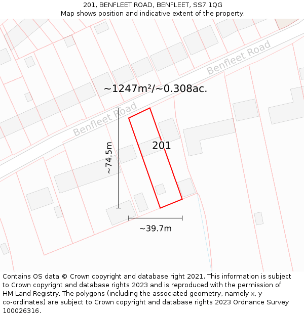 201, BENFLEET ROAD, BENFLEET, SS7 1QG: Plot and title map