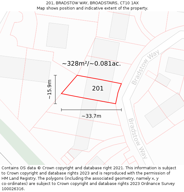 201, BRADSTOW WAY, BROADSTAIRS, CT10 1AX: Plot and title map