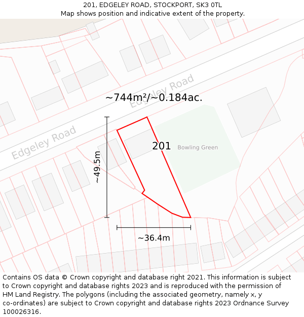 201, EDGELEY ROAD, STOCKPORT, SK3 0TL: Plot and title map