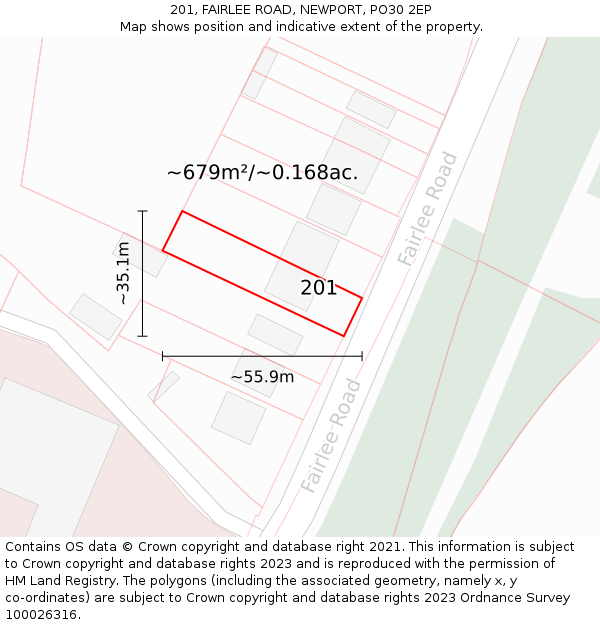201, FAIRLEE ROAD, NEWPORT, PO30 2EP: Plot and title map