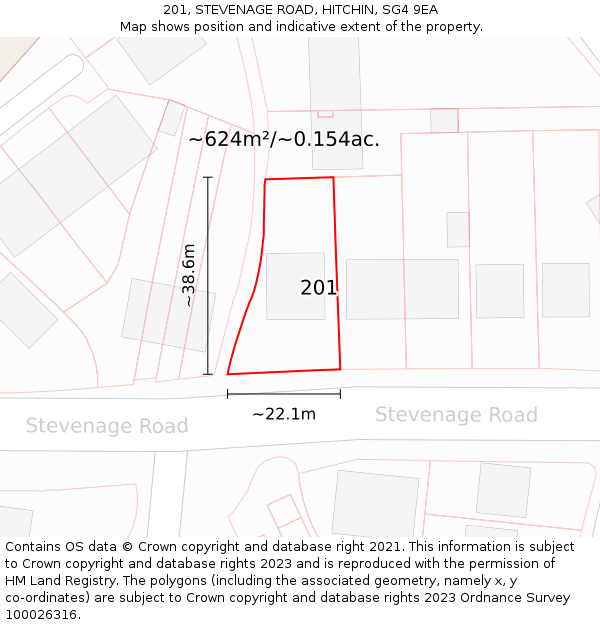 201, STEVENAGE ROAD, HITCHIN, SG4 9EA: Plot and title map