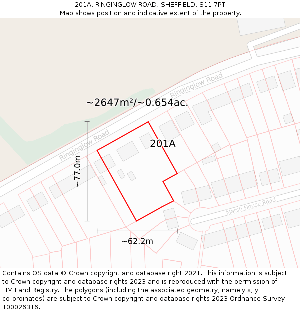 201A, RINGINGLOW ROAD, SHEFFIELD, S11 7PT: Plot and title map